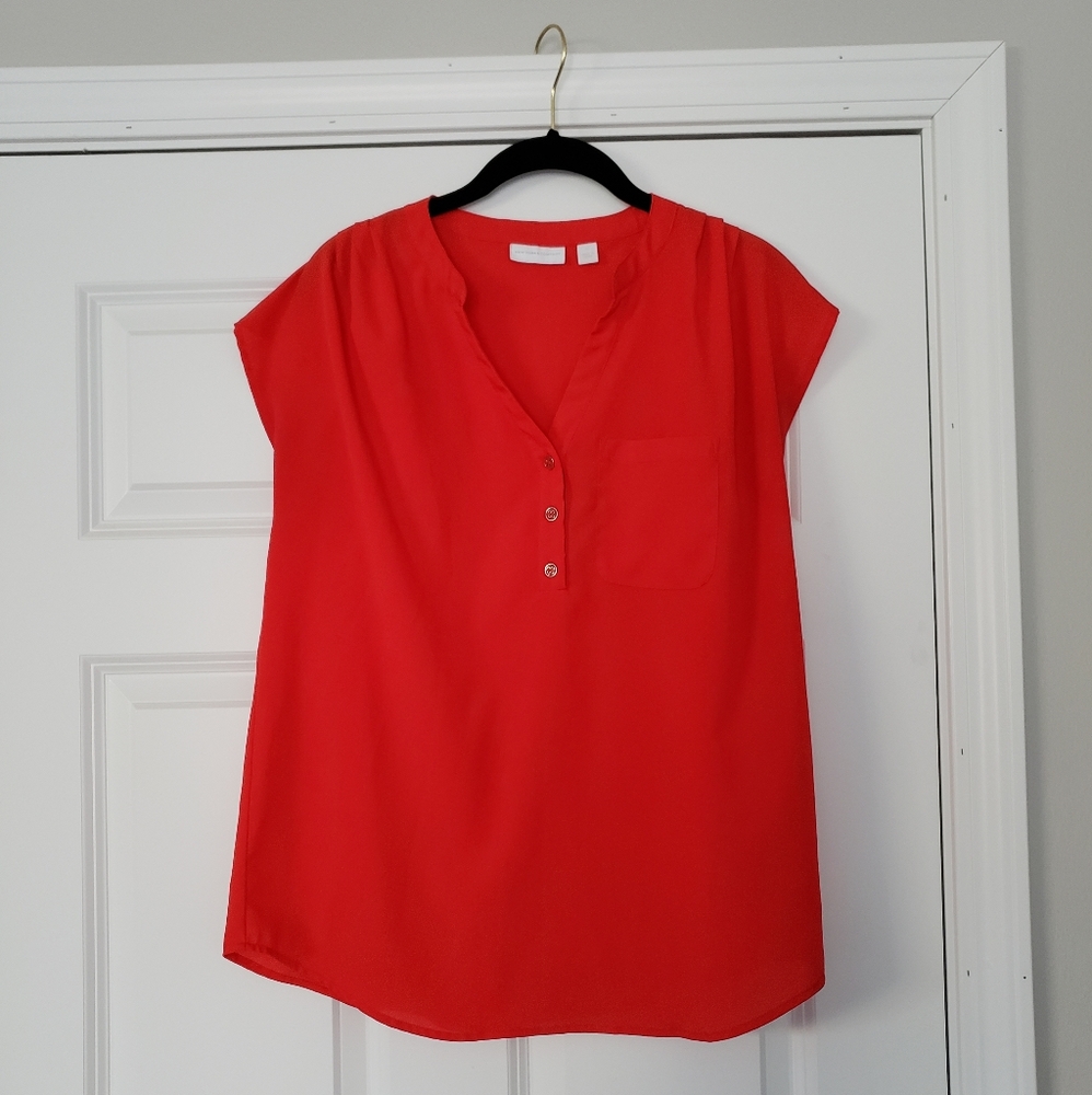 Red New York & Company short sleeve blouse (XS)